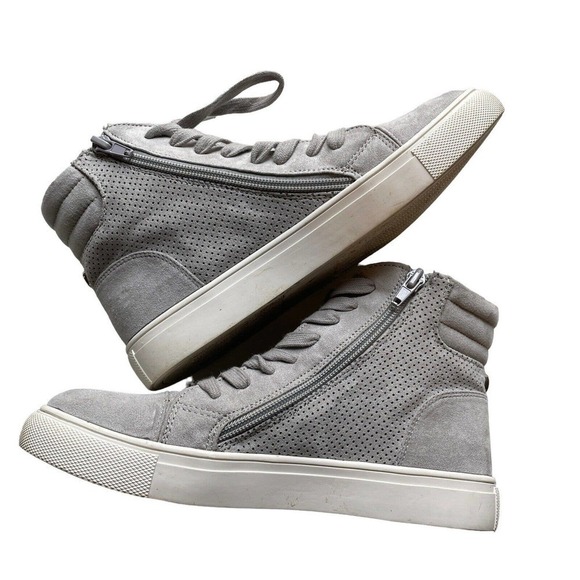 Steve Madden Gray Suede high top lace up side zip womens tennis shoes size 6.5 - Picture 12 of 16